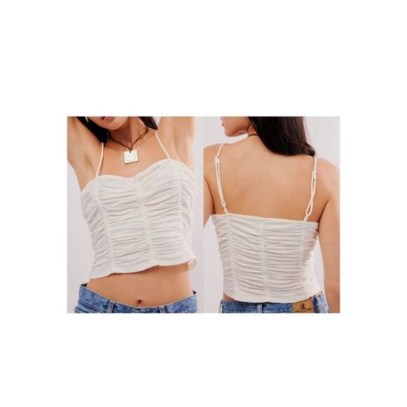 Free People Belong Together Ruched Top 100% Cotton Size XS - Picture 3 of 16